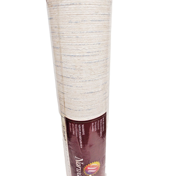 Norwall Solid Vinyl Wallcovering Textured Cream Blue Stripes 57.75 SQ FT - Picture 8 of 8